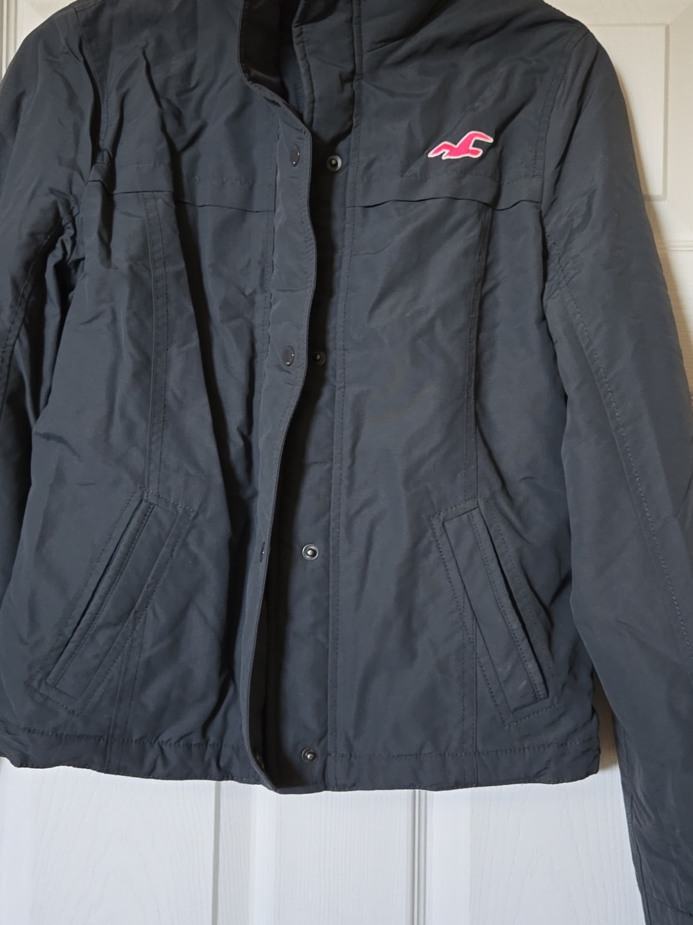 Hollister Medium Dark Grey Jacket with Pink Logo